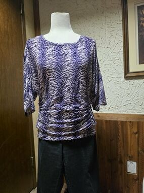 Peter Nygard Purple Animal-Print Blouse